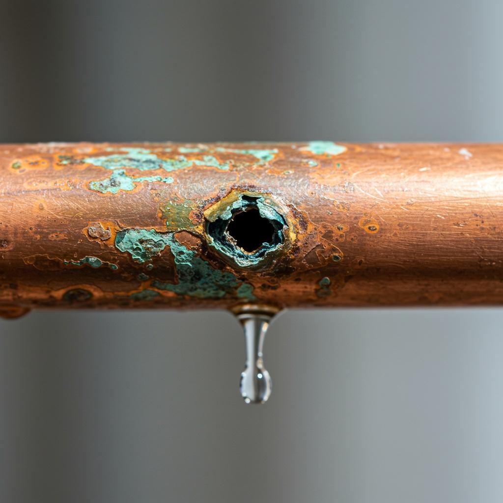 Corroded copper pipe